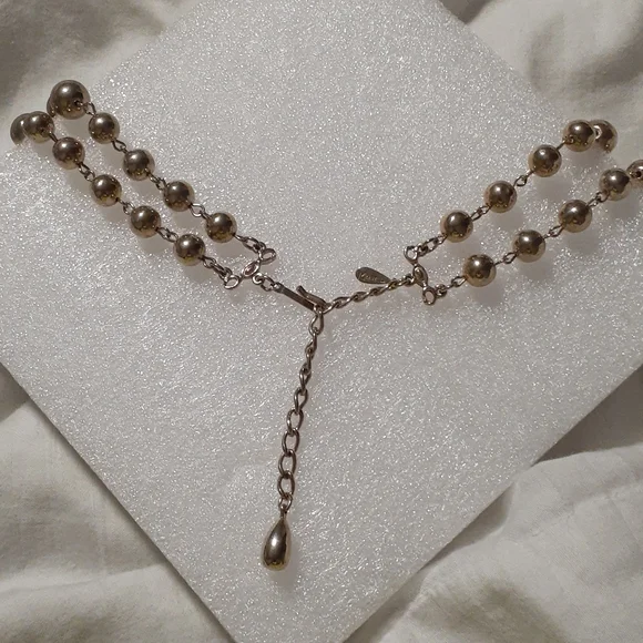 Marvella 2 strand goldtone beaded necklace - Picture 2 of 3